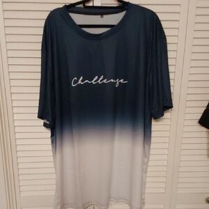 SHEIN Blue and White Ombre Short Sleeve Tee